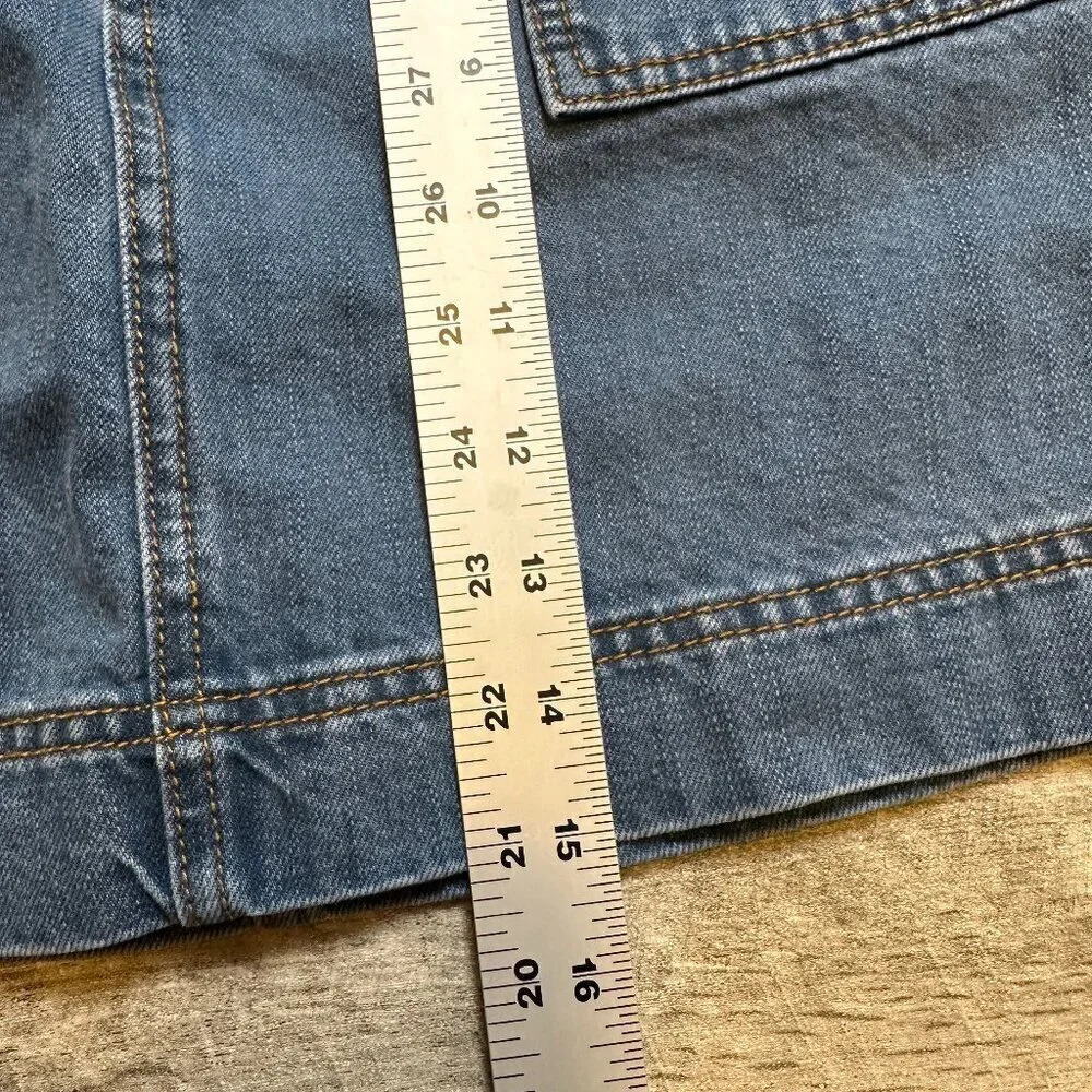 Free People Denim Jean Short Skirt Button Up Mini Pockets Blue Women's Size 25 - Picture 4 of 7
